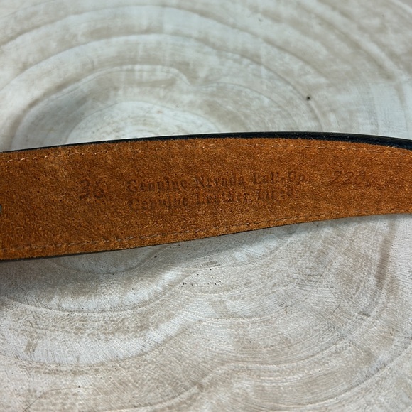 Black Leather Sliver Metal Accented Western Belt - Picture 9 of 10